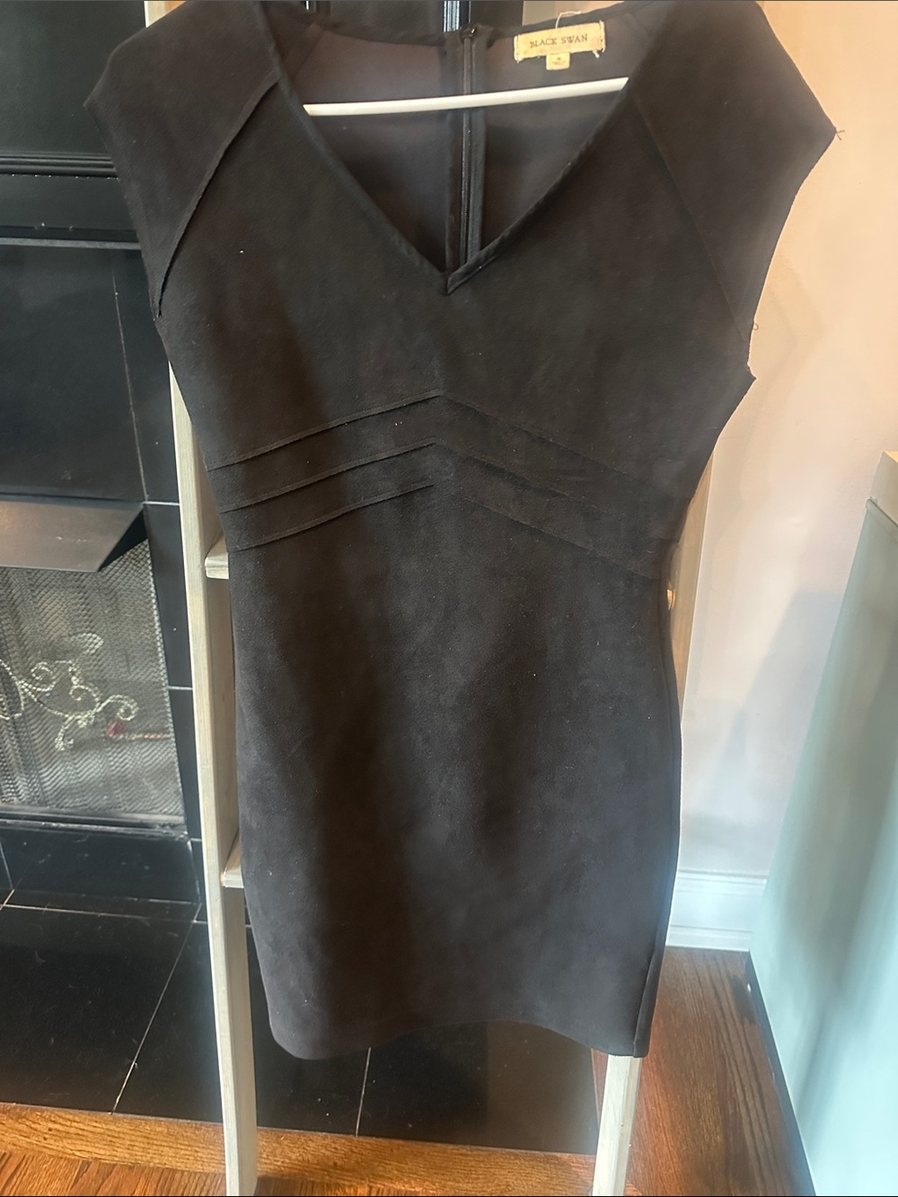 Black Swan Black V-Neck Mini Sheath Dress